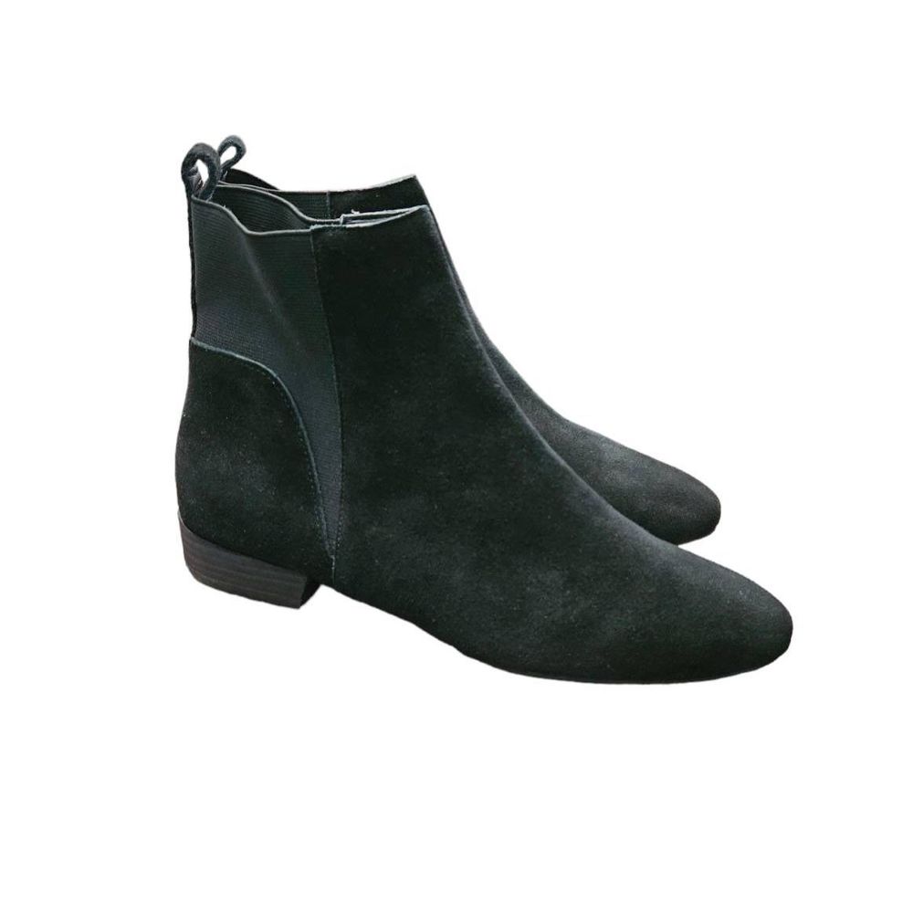 Lucky Brand Black Suede Gleldo Ankle Booties sz 7.5 Winter Fall Leather Suede Fl